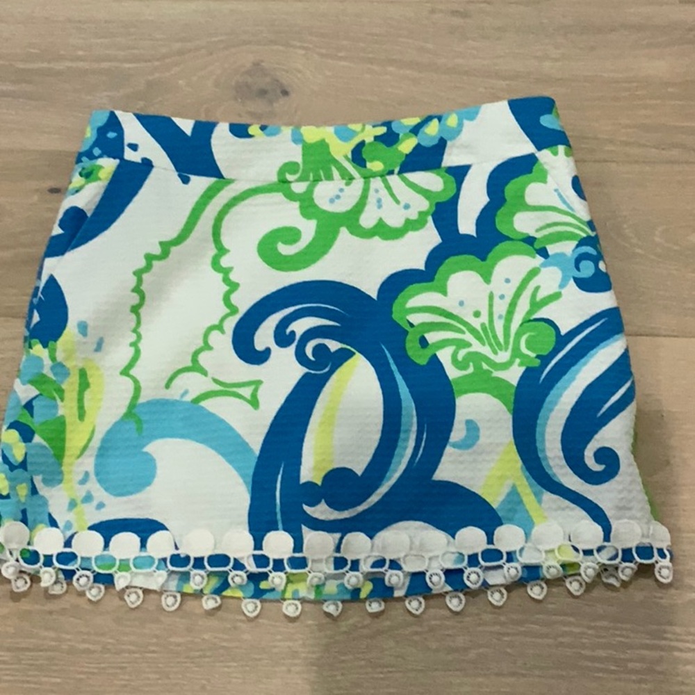 Lilly Pulitzer Blue and Green Embellished Mini Skort Resort Wear